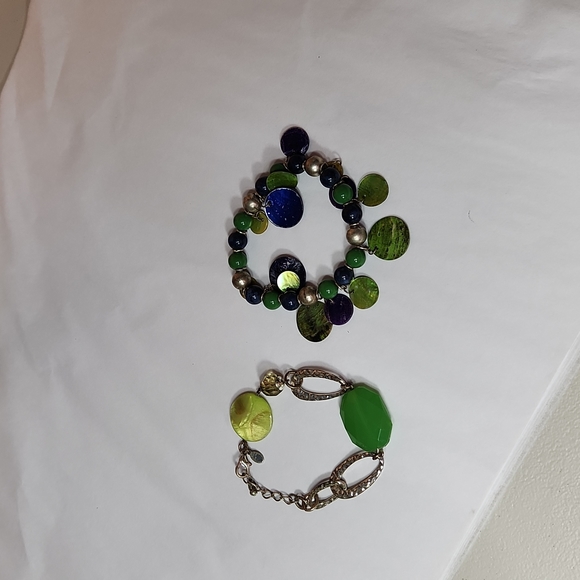 $5☃️Lot of 6 Fashion Jewelry 2 Necklaces & 4 Bracelets Green Themed Shell - Picture 14 of 15